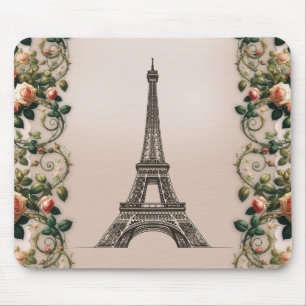 Paris Rosa ros Vines Eiffel Torn Shabby chic Musmatta
