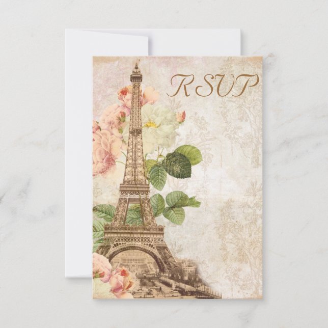 Paris Rosa ros Vintage Romantic OSA kort (Framsida)