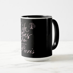 Paris rosa, & svart mugg
