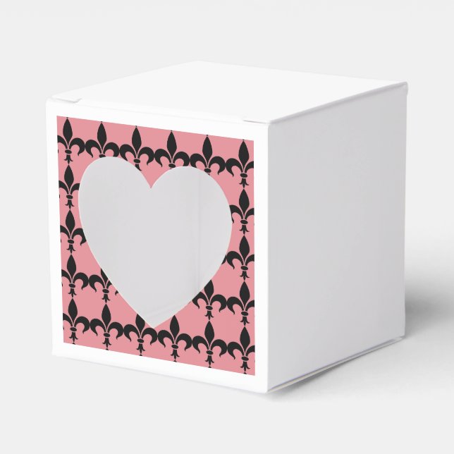 Paris Rosa & Svarta Fleur de Lis Festlådor Presentaskar (Framsidan Sidan)