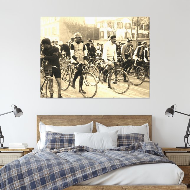 Paris-Roubaix Cycling Tävling 1907 Färg Redux Canvastryck (Insitu (sovrum))