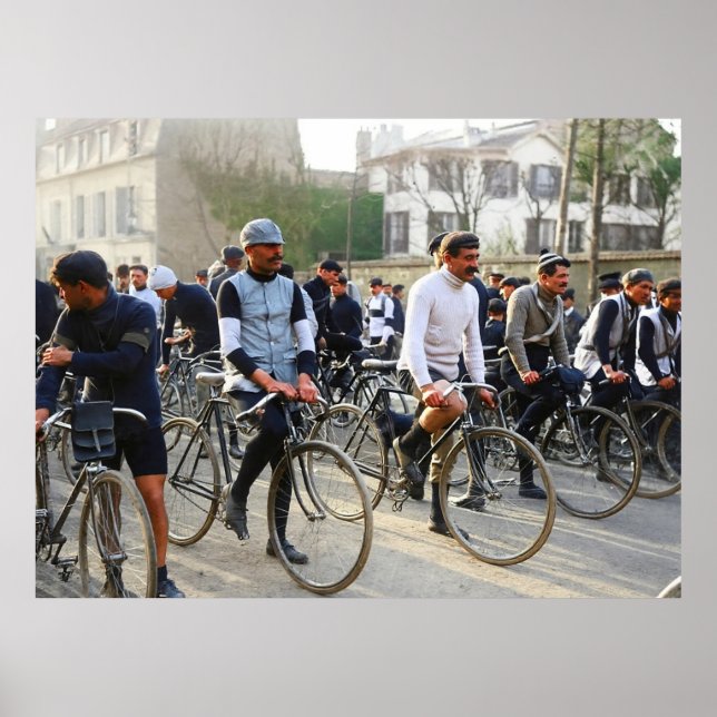 Paris-Roubaix Cycling Tävling 1907 Färg Redux Poster (Framsidan)