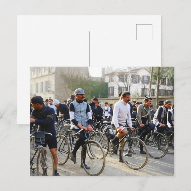 Paris-Roubaix Cycling Tävling 1907 Färg Redux Vykort (Fram/baksida)