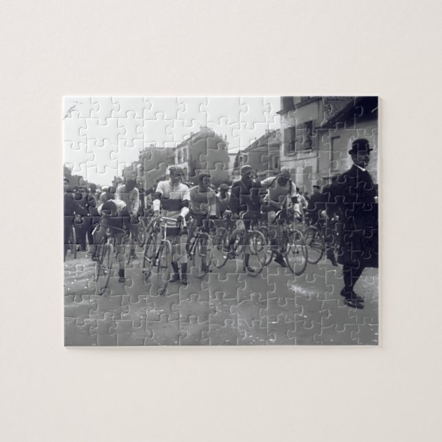 Paris–Roubaix cykeltävling startlinje 1908 Pussel (Horisontell)