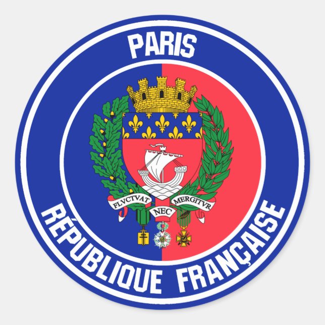 Paris Round Emblem Runt Klistermärke (Framsida)