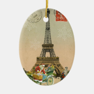 Paris Santa och snögubbejulprydnad Julgransprydnad Keramik