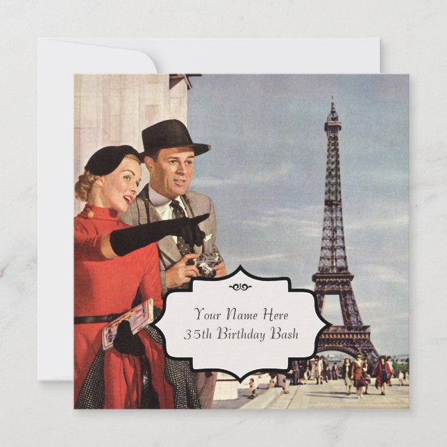 Paris sevärdheter Vintage Inbjudningar (Framsida)