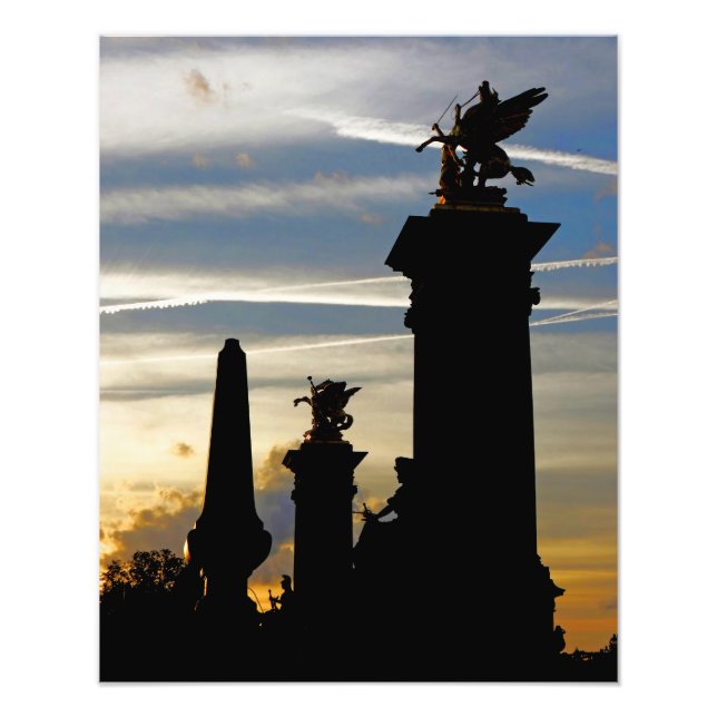 Paris Silhouettes at Dusk Photo Print Fototryck (Framsidan)