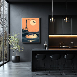 Paris Silhouettes - Eiffel Torn vid Sunset Poster