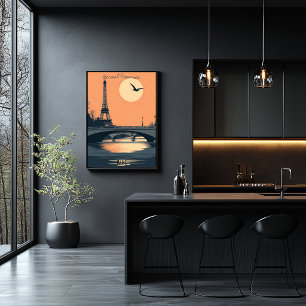 Paris Silhouettes - Eiffel Torn vid Sunset Poster