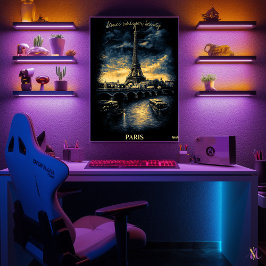 Paris Siluett - Kol Monokrom Konst - Urban Poster