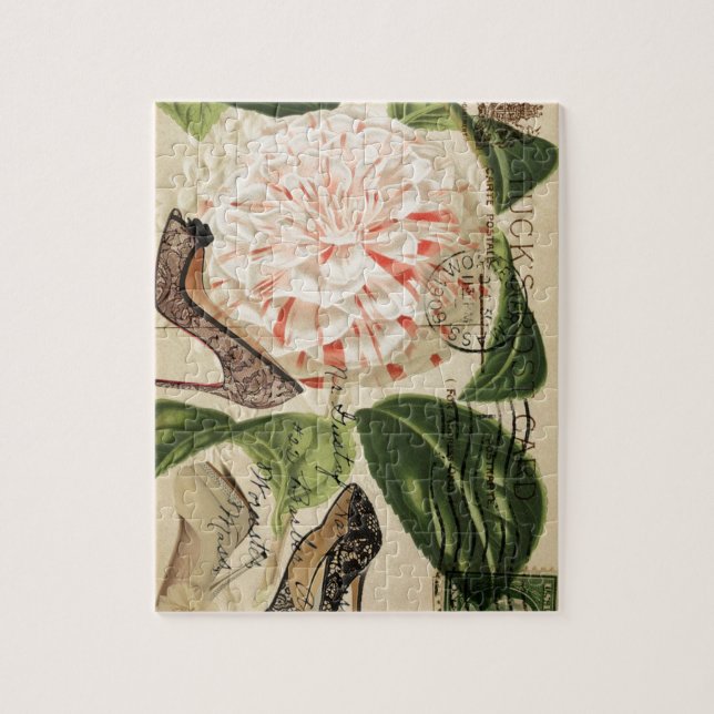 paris skor blom- fransk botanisk konst pussel (Vertikal)