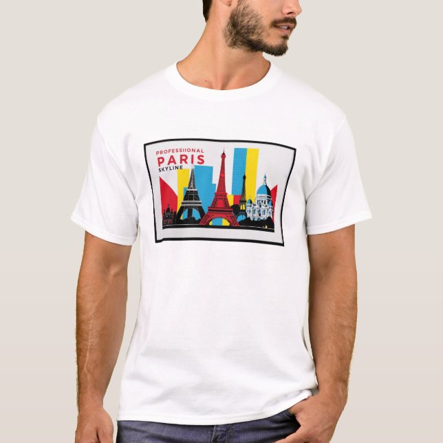 Paris Skyline 2 T Shirt (Framsida)
