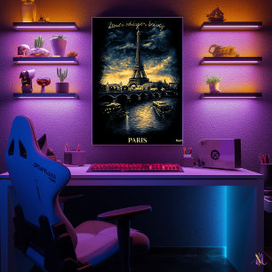 Paris Skyline - Charcol Monochrome Art - Urban Poster