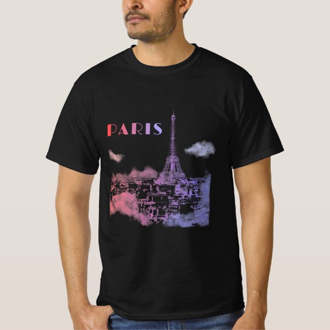 Paris Skyline City Travel Eifel Torn Frankrike T Shirt (Framsida)