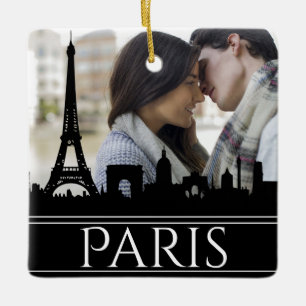 Paris Skyline Eiffel Torn Par helgjul Julgransprydnad Keramik