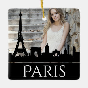 Paris Skyline Eiffel Torn Photo jul Julgransprydnad Keramik