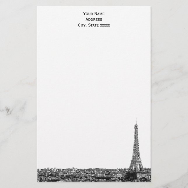Paris Skyline Etched 01 Stationery Brevpapper (Framsida)