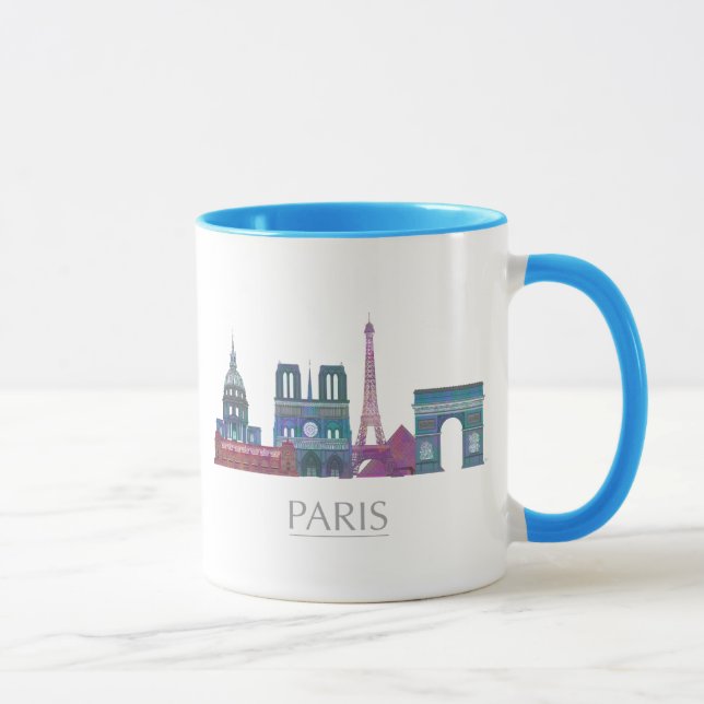 Paris Skyline Färgad Byggnad Mugg (Höger)