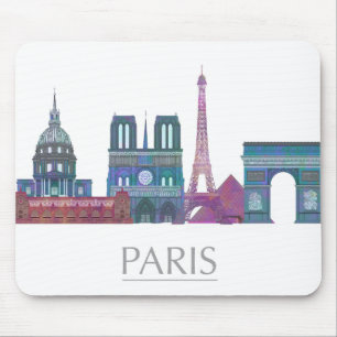 Paris Skyline Färgad Byggnad Musmatta