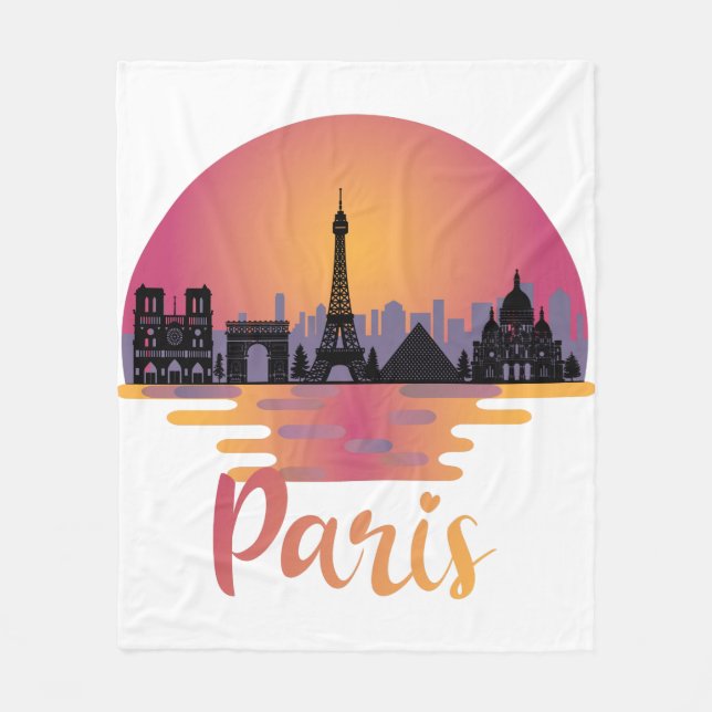 Paris Skyline - Frankrike Travel Fleecefilt (Framsidan)