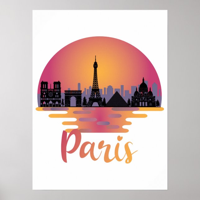 Paris Skyline - Frankrike Travel Poster (Framsidan)
