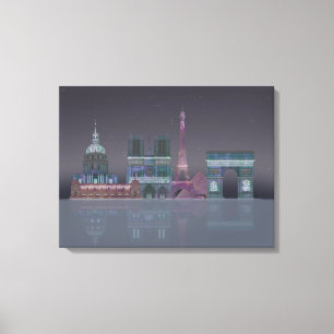 Paris Skyline Nattreflektioner Canvastryck