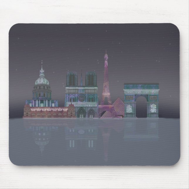 Paris Skyline Nattreflektioner Musmatta (Framsidan)