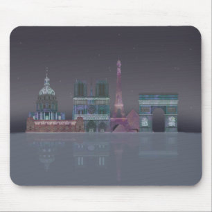 Paris Skyline Night Reflexioner Musmatta