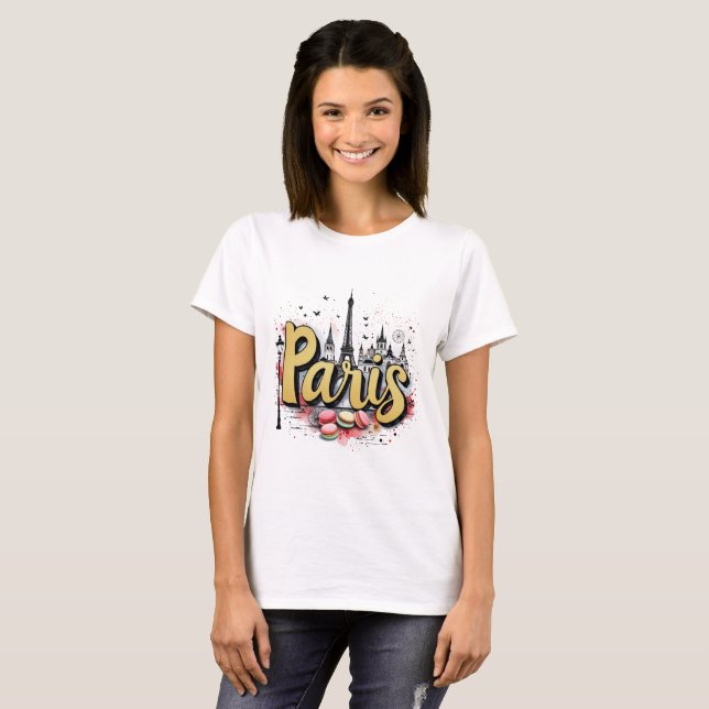 Paris Skyline T-Shirt - Chic- och Snyggt Design (Hel framsida)