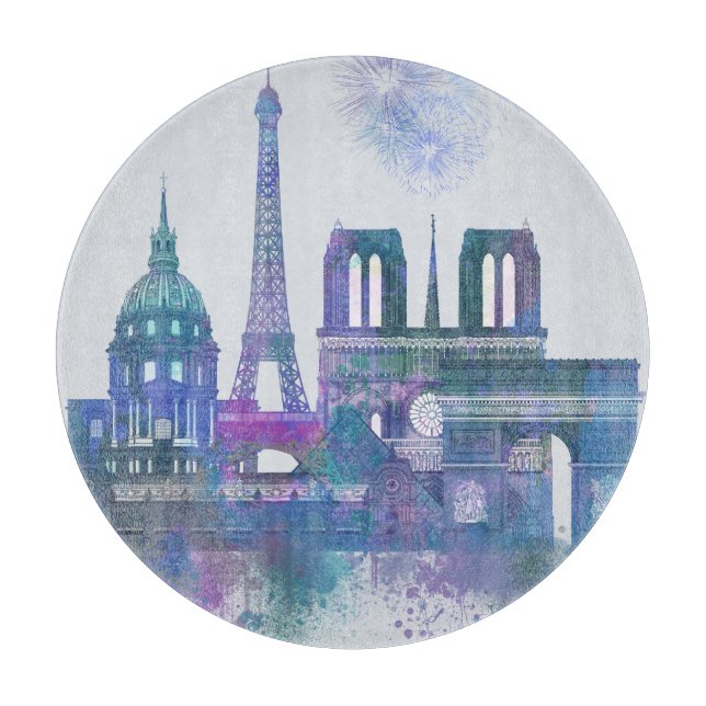 Paris Skyline - Watercolor Blue (Framsidan)