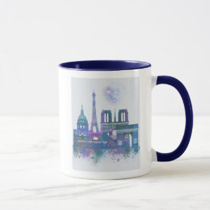 Paris Skyline - Watercolor Blue Mugg
