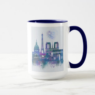 Paris Skyline - Watercolor Blue Mugg