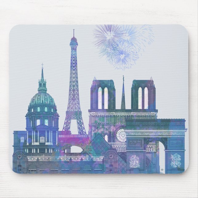 Paris Skyline - Watercolor Blue Musmatta (Framsidan)