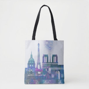 Paris Skyline - Watercolor Blue Tygkasse