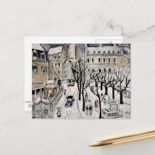 Paris Snö Scen, finkonst målning Postkort Vykort