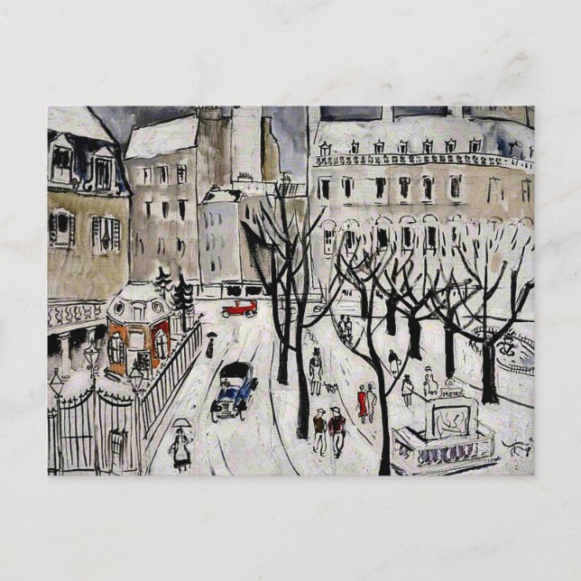 Paris Snö Scene, bra konsmålning Vykort (Framsida)