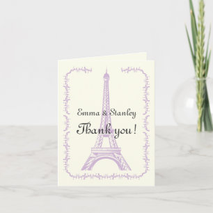 Paris som gifta sig purpurfärgat Eiffel torntack Tack Kort