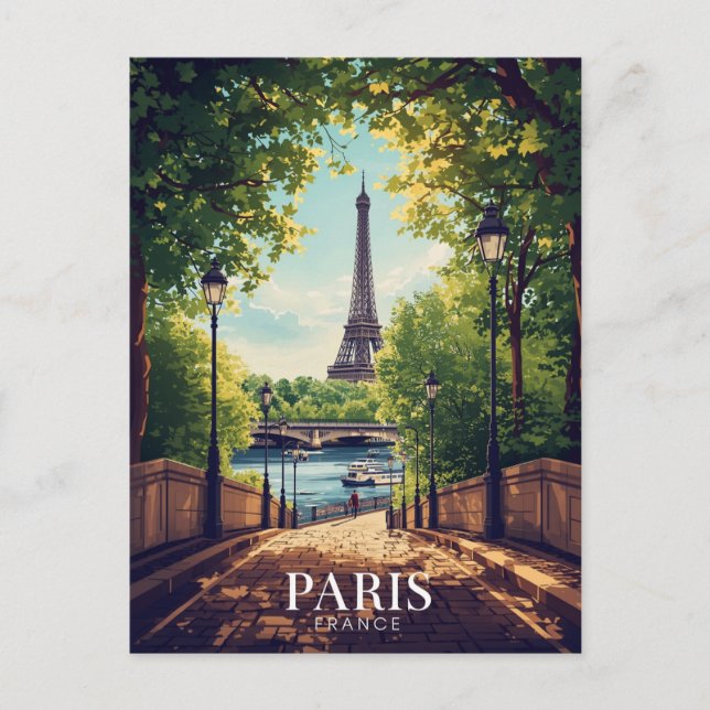 Paris sommarpark Eiffeltornet Vykort (Framsida)
