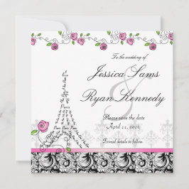 Paris Spara datum Bröllop Card Black White Datumet