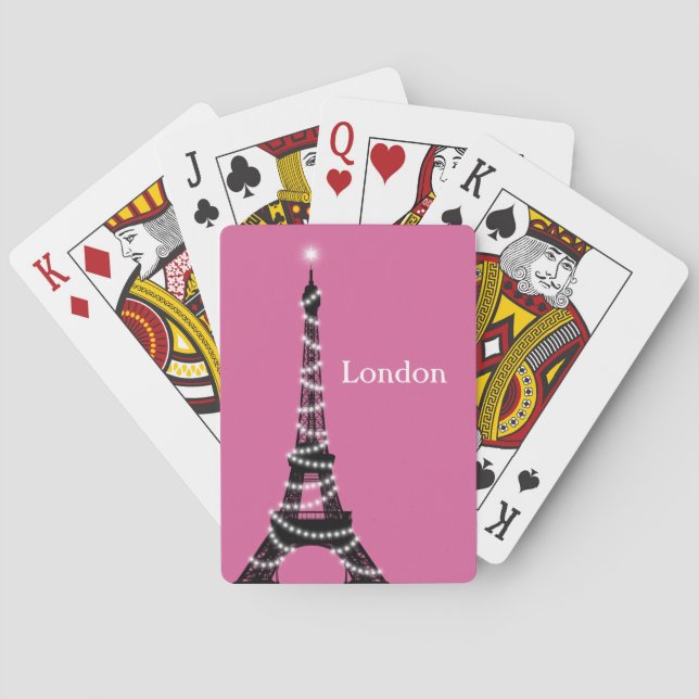 Paris Sparkles överallt där Poker Cards fuchsia Spel Kort (Baksidan)