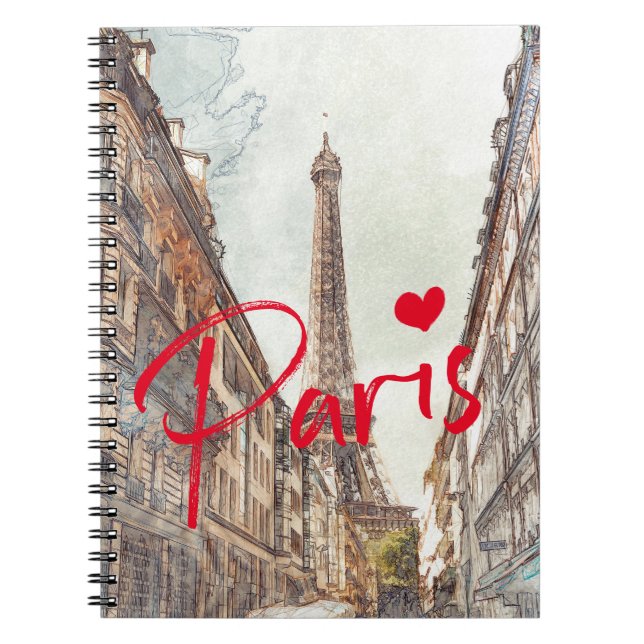 Paris Spiral Photo Notebook Anteckningsbok (Framsidan)
