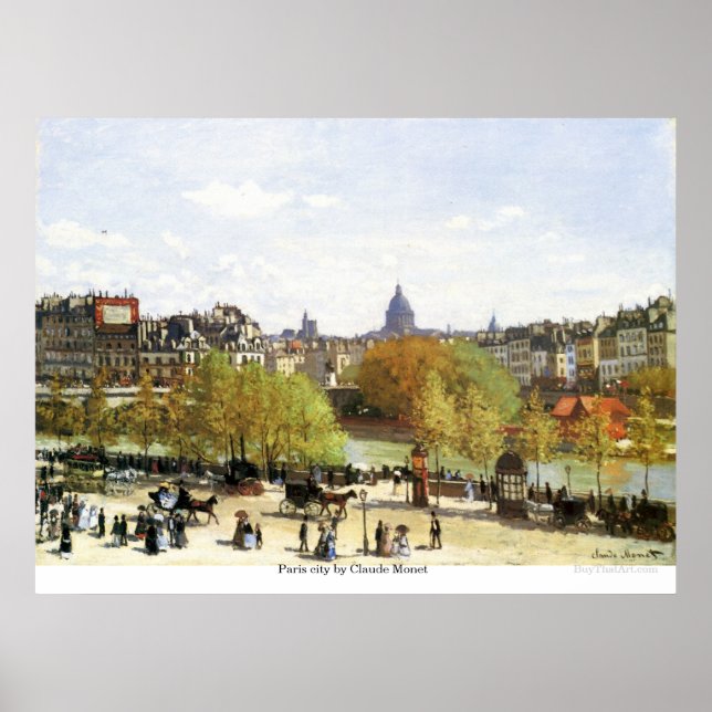 Paris stad av Claude Monet Poster (Framsidan)