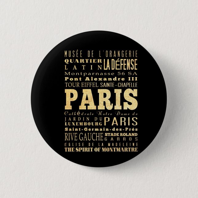 Paris stad av frankriketypografikonst knapp (Framsida)