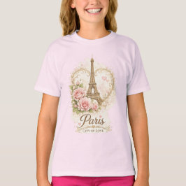 Paris Stad av Kärlek Eiffel Tower Blommig T-Shirt