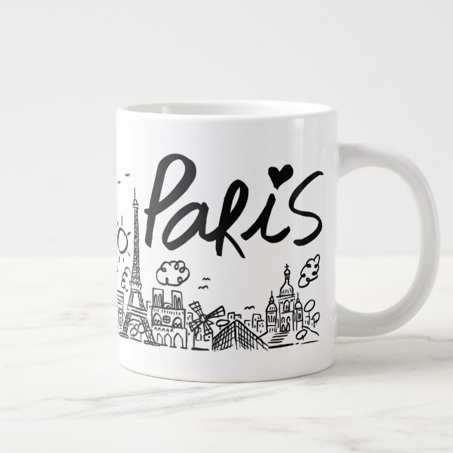 Paris stad Doodle Jumbo Mugg (Höger)