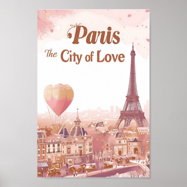 Paris stad kärlek Art Travel Illustration Poster (Framsidan)
