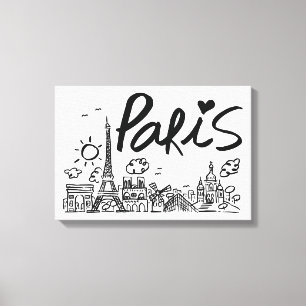 Paris stadsklotter canvastryck