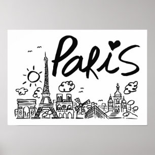 Paris stadsklotter poster