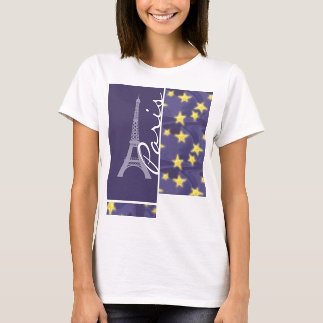 Paris Starry natt; Eiffel torn T Shirt (Framsida)
